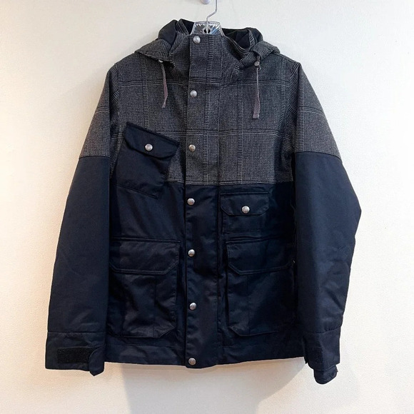 Burton Black Plaid Colorblock Ski Snowboarding Winter Outdoor Snow Coat Small - Picture 2 of 13
